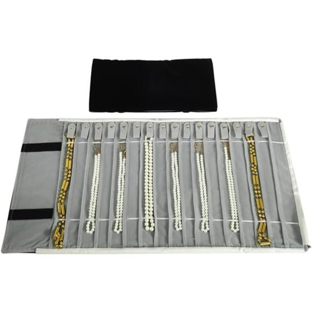 Portable Jewelry Roll Untangled Secure Necklace Travel Storage Bag Displays